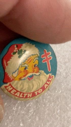 Health To All Double Bar Cross Santa National Tuberculosis Assn 1/2” Button Pin - Video 1 of 1