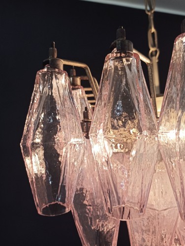 Elegant Murano Poliedri Chandelier - Carlo Scarpa - pink glasses - Foto 9 di 21
