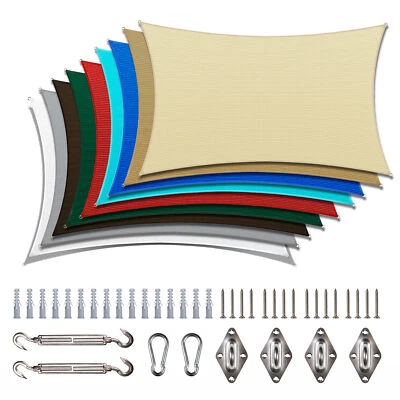 ColourTree Rectangle Sun Shade Sail Cover Outdoor Patio with Hardware Kit