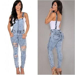 destroyed denim romper