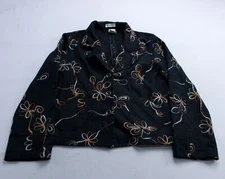 FDJ French Dressing Women's Button Front Floral Print Blazer NC3 Gray Size 14