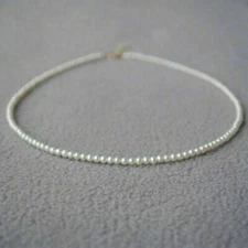 mini AAA 2-3mm White Akoya pearl Necklace 18inch  14k Gold  clasp
