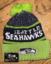 Seattle Seahawks New Era NFL On-Field Sideline Pom Knit Beanie Hat Cap NEW NWT