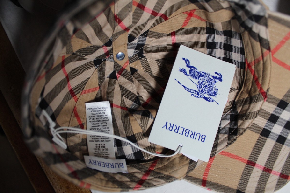 NWT Burberry Nova Check Archive Beige Plaid Baseball Cap Hat L