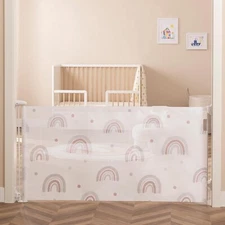 34" tall 71" wide retractable Scratch-Resistant Mesh Pet gate baby gate