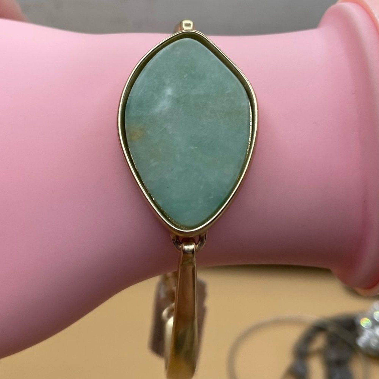 Lucky Brand Amazonite Structured Flex Bracelet Go… - image 1