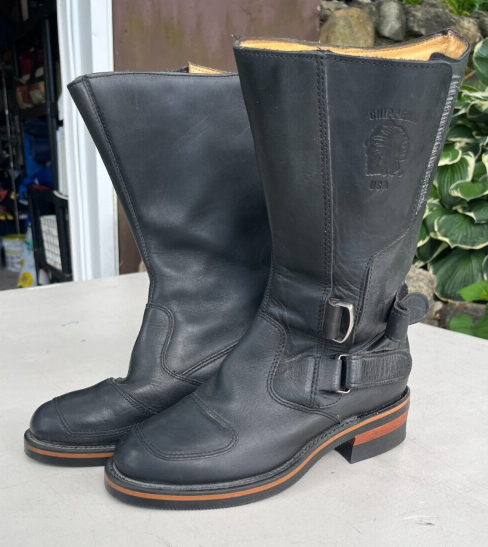 Black Leather Motorcycle Riding Boot by Chippewa US m… Gem