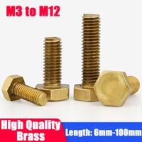 Set Viti Testa Esagonale Ottone Completamente Filettate M3 M4 M5 M6 M8 M10 M12 Bulloni Metrici