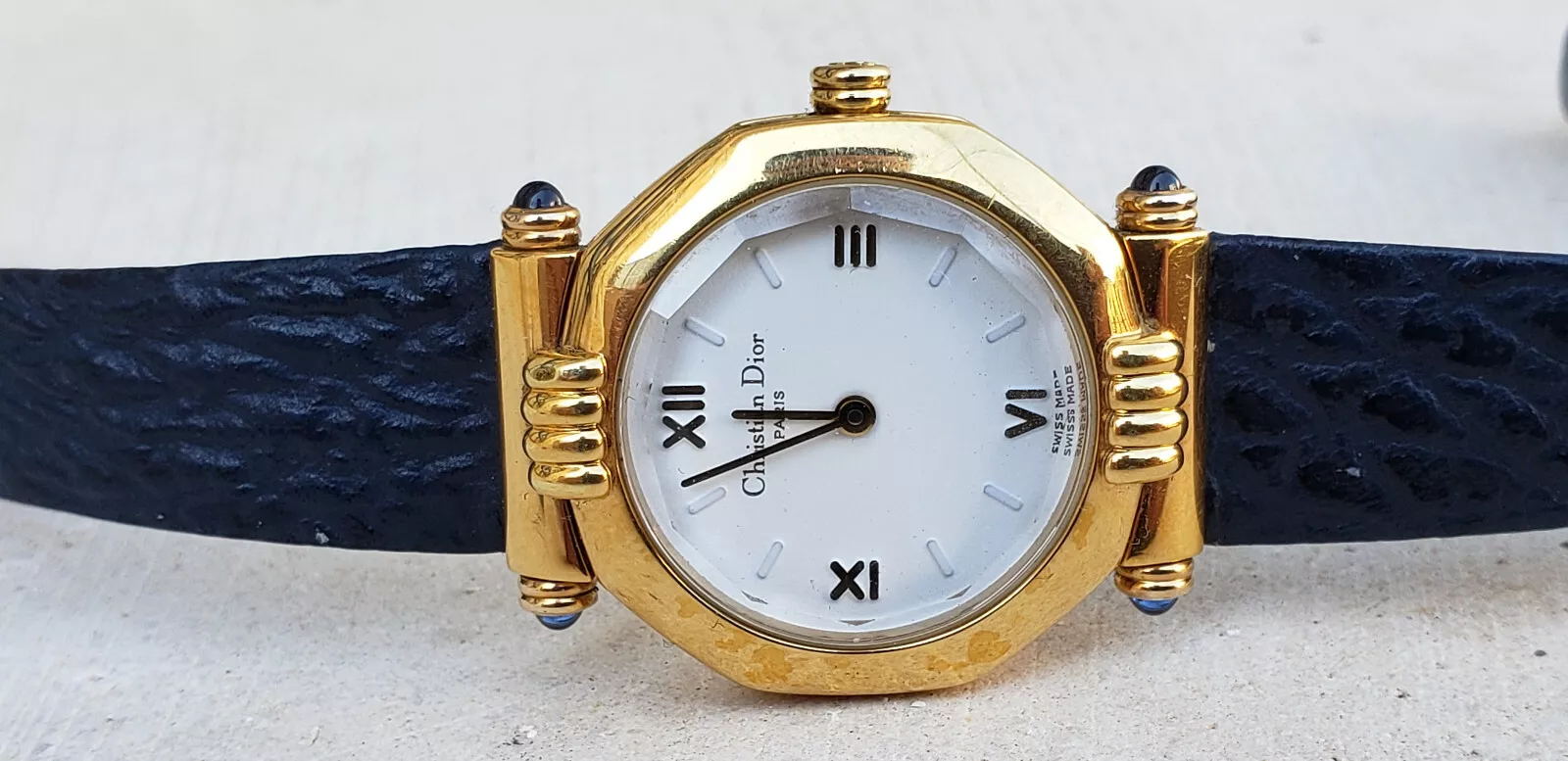 CHRISTIAN DIOR SAPPHIRE GOLD PLATED LADIES 20mm QUARTZ WATCH