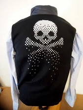G/FORE Full Zip Pixelated Skull & T's Merino Wool & Nylon Vest NWT L $350 Black