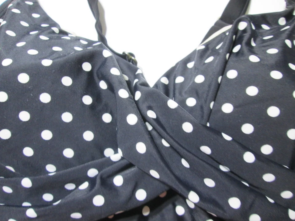 Ava & Viv женщин размер 18 Вт танкини черный беспроводной с подкладкой в горошек широкие ремни - Изображение 3 из 4