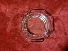 Vintage Clear Octagon 8 Sided Glass Ashtray Has A CHIP 4.5"