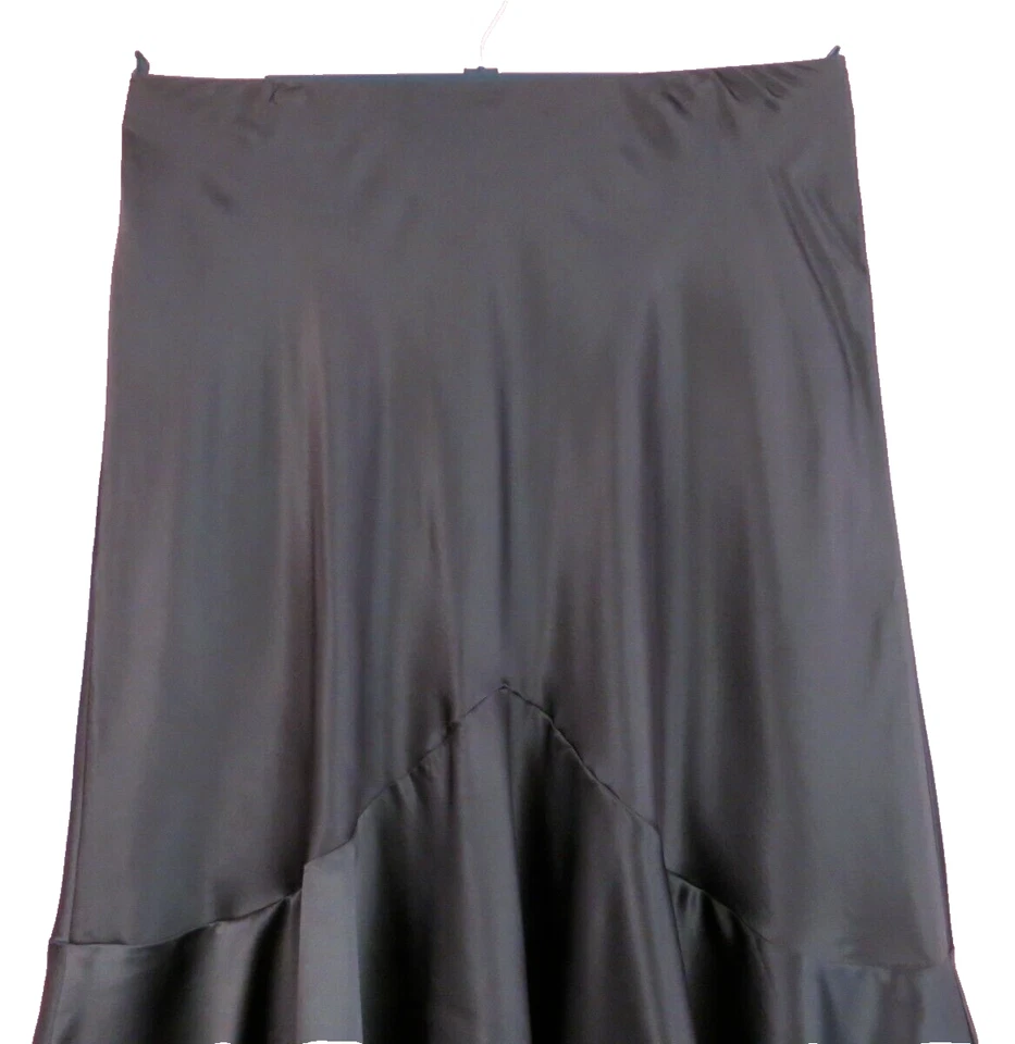 SK18723- RALPH LAUREN Women Glossy Silk Asymmetrical Flare Skirt Dark Brown 20W - Image 3 of 4