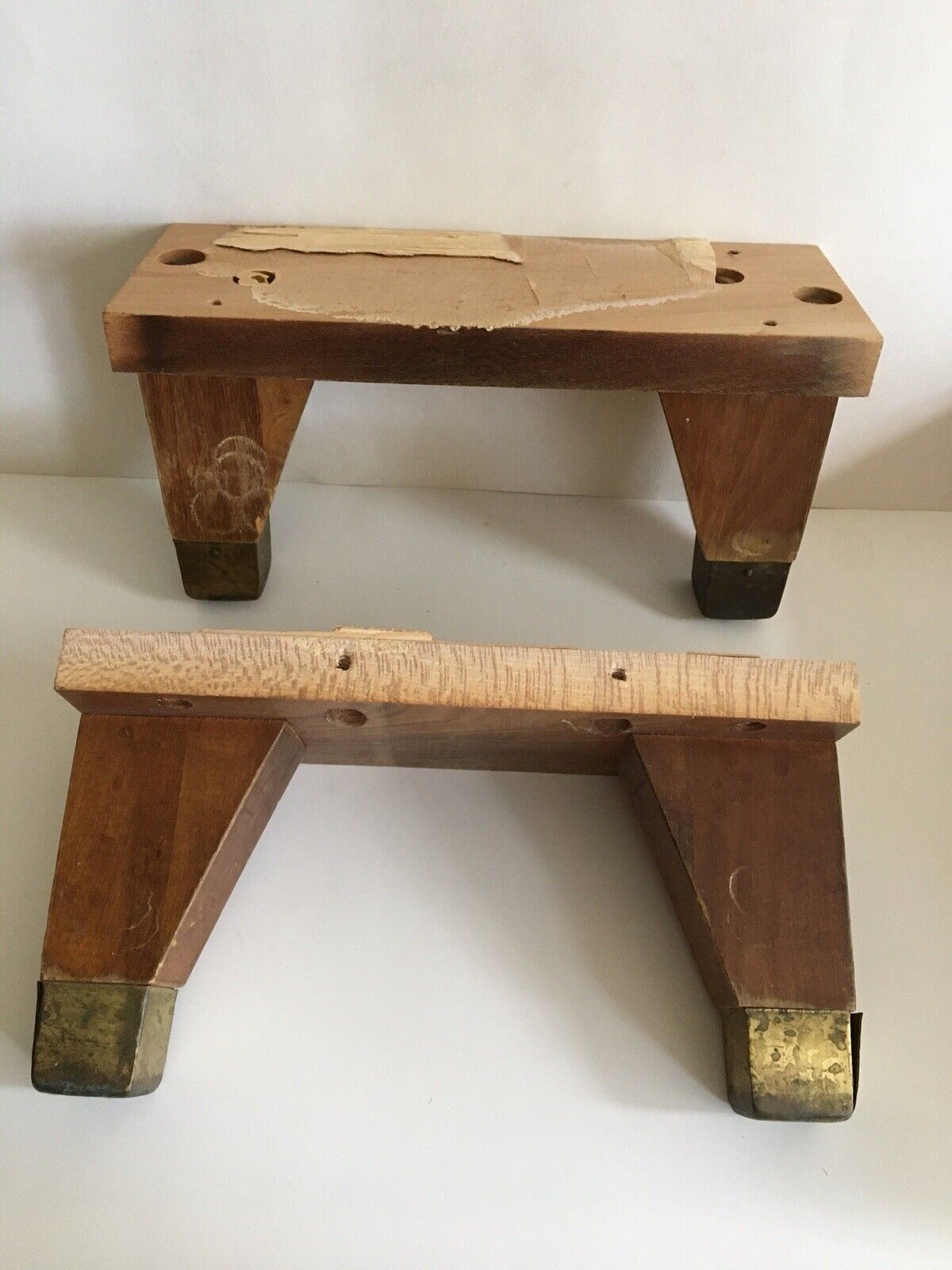 4 Vintage Mid Century Modern Salvaged Tapered Wood furniture legs.