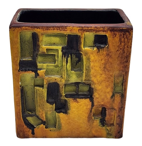 MCM Marcello Fantoni for RAYMOR POTTERY Abstract Brutalist Square Vase