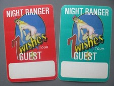 Nightranger satin cloth backstage pass stickers TWO from 7 Wishes Guest !