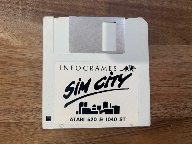Sim City Atari 529 1040 ST Game White Floppy Disk Only Infogrames Vintage Retro