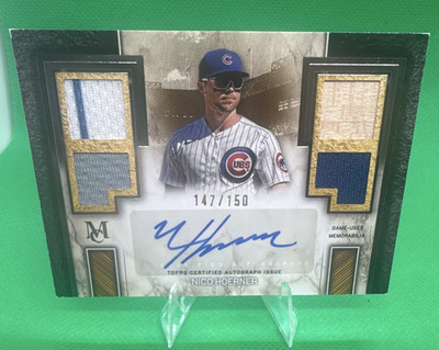 Topps Museum Collection 2025 Nico Hoerner Cubs Auto Quad Relic SPQRA-NH /150