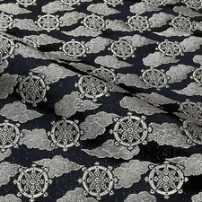 Kyoto Nishijin Gold Brocade Kimono Obi Fabric 28x20in Rinpo Buddhist Black