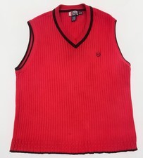Sweater Vest Chaps Ralph Lauren Men XL Red Sleeveless 100 Cotton V-Neck Casual