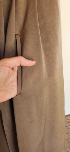 VTG Women's 30s 40s Wool Gabardine Coat War Era Beige Wool Embroidered Lining SM - Picture 13 of 20