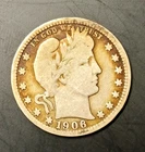 1906-D Barber Liberty Head Silver 25C Quarter Dollar in VG+ condition - see pics