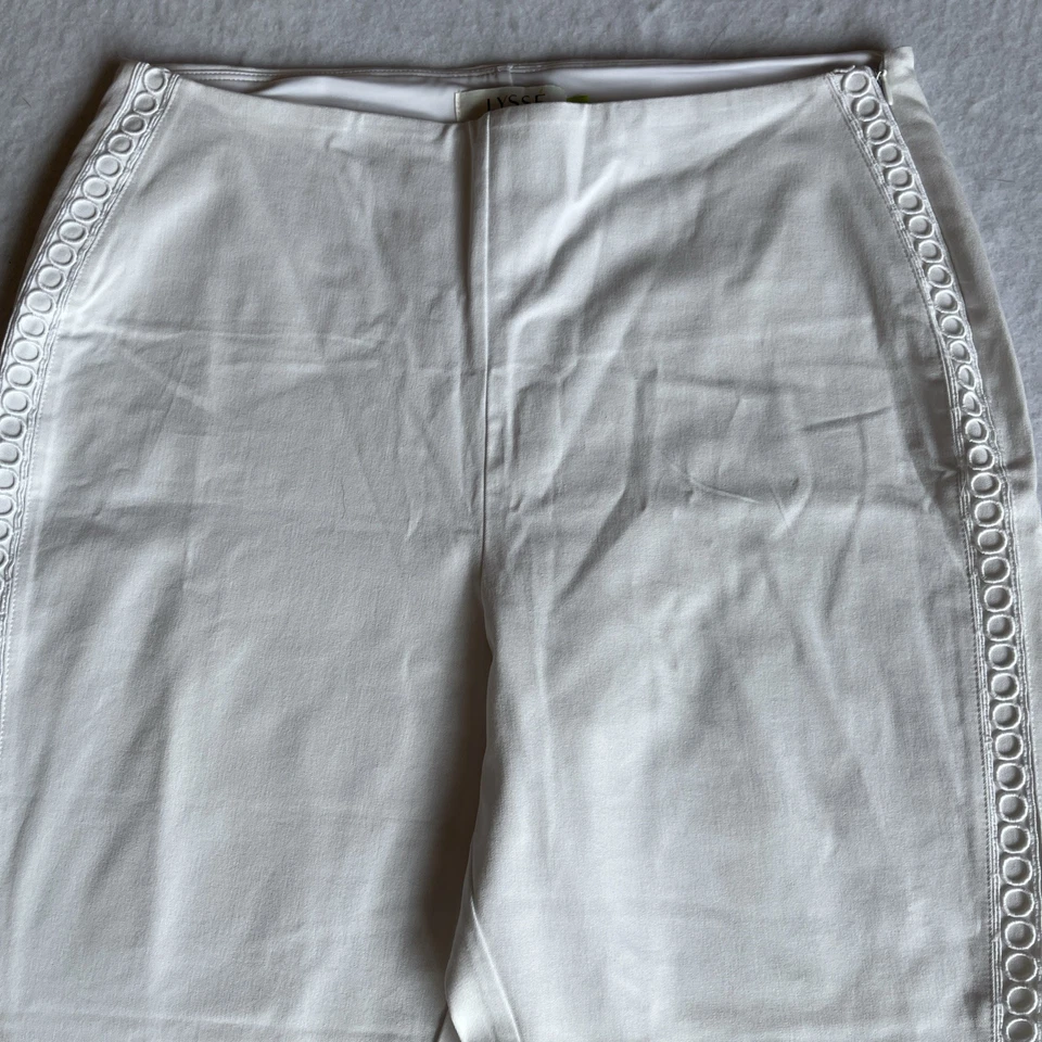 Pantalones Legging Lysse Blanco Elástico Sarga al Tobillo Talla XL Bordado Bordado Círculo Foto 2 de 4