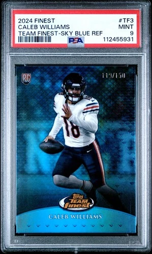 2024 Topps Finest-Team Finest Caleb Williams #TF-3 Sky Blue Refractor /150 PSA 9