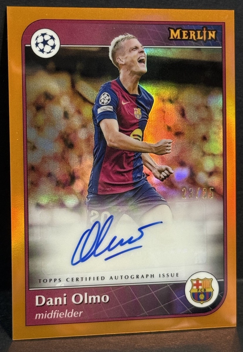 2024-25 Topps Merlin UCC Barcelona Dani Olmo Auto Orange Refractor