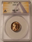 1935 Lincoln Wheat Cent MS65 RED ANACS Light Patina
