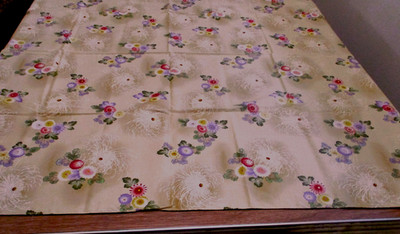 Cotton Tablecloth with spider florals sparkle accents, Asian inspired