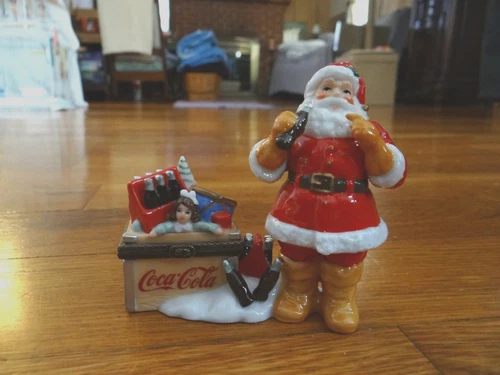 Vintage PHB Hinged Trinket Box Cannon Falls Santa Coca Cola Toy Box Limited Ed.