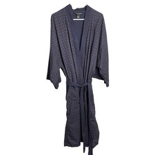 Vintage State O Maine Robe Size 1X/2X Navy Diamond Print Lightweight Pockets