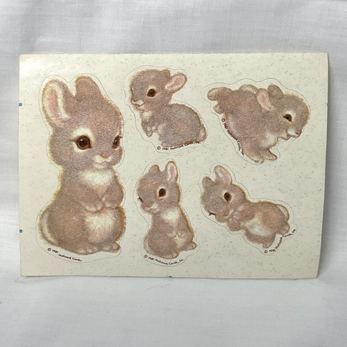 Vintage Fluffy Stickers 1981 Soft & Furry Bunnies Hallmark Fuzzy Bunny - Picture 1 of 4