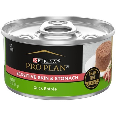 Purina Pro Plan Sensitive Skin & Stomach Wet Cat Food - Duck Entree (24x3oz Cans