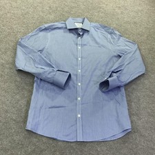 Charles Tyrwhitt Dress Shirt Mens 16 34/35 Blue Gingham Extra Slim Non Iron