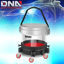 Heavy Duty 15L Transparent Auto Drive Car Washing System Bucket Dolly w/5 Wheels