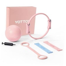 Pilates Ring and Ball Set, Figure 8 Resistance Bands, Stretch 13.5 Inch Pink