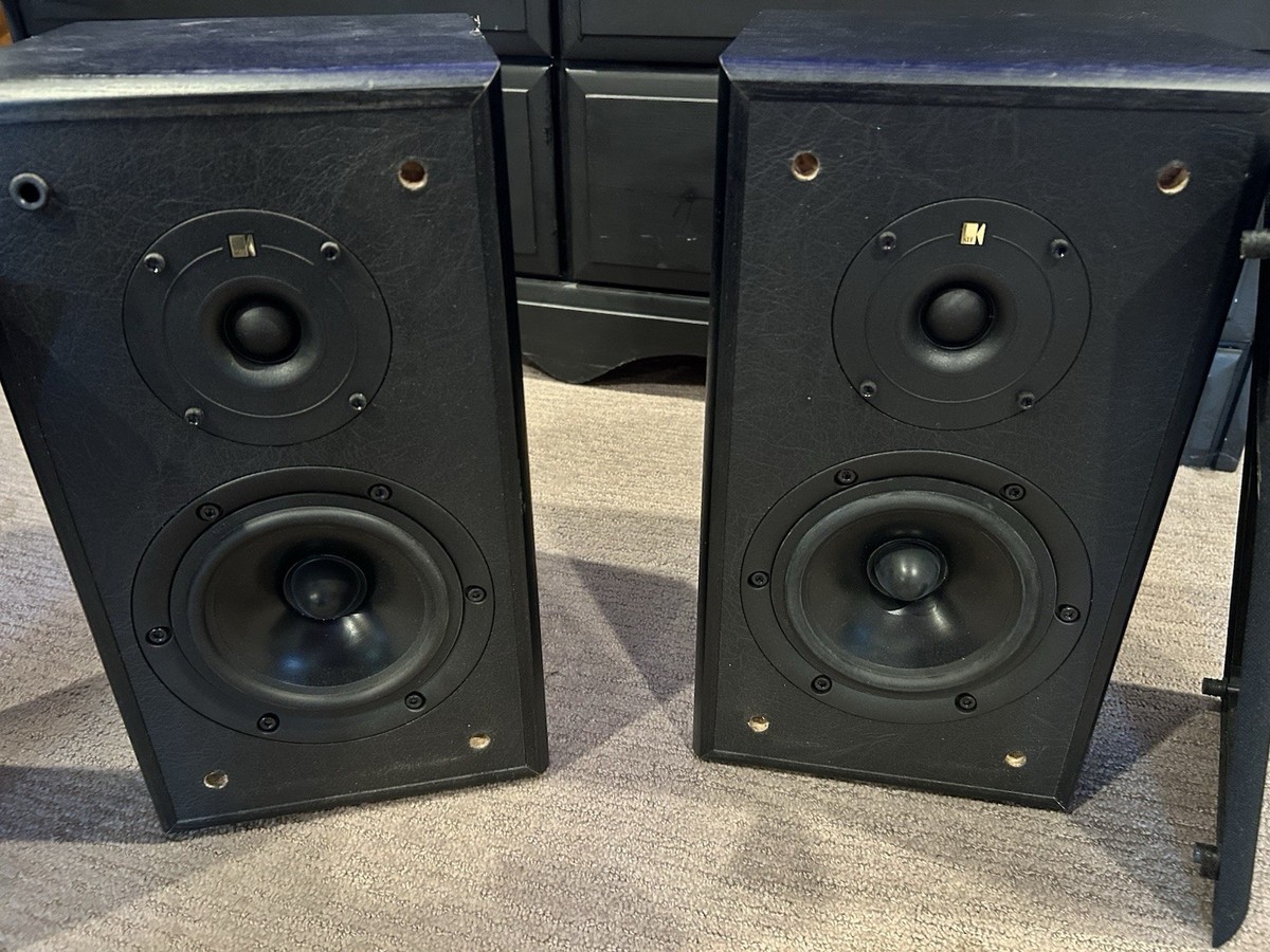 Pair Vintage KEF Cresta SP3303 10-100w Bookshelf Speakers Black
