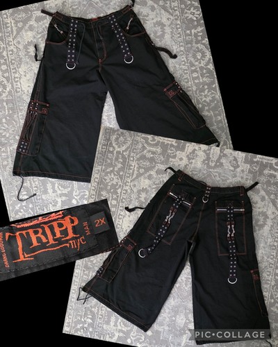 Pantaloni vintage Tripp NYC Daang Goodman gamba larga gotici borchie catene uomo 2XL teschi Y2K