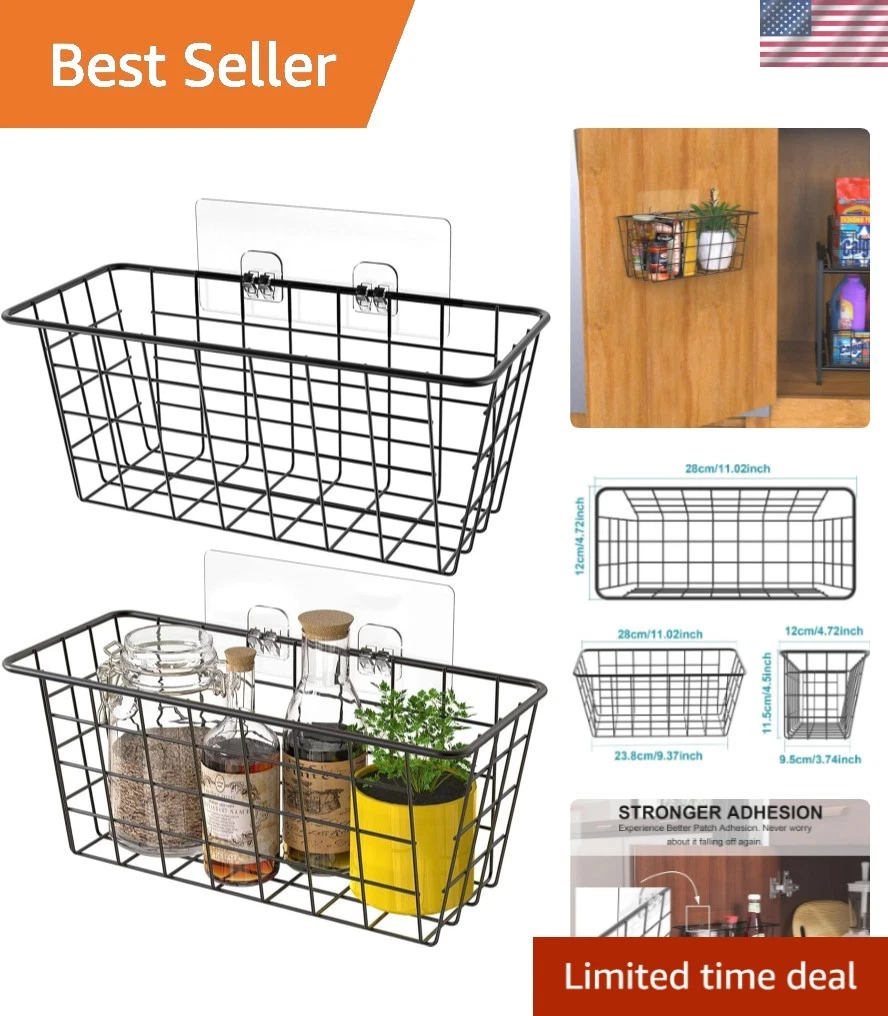 Hanging Kitchen Baskets Wire Storage Basket Over the Cabinet Door Organizer, ...