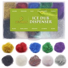 Fly Tying Ice Dubbing Dispenser Box Top 10 Colors Materials Supplies Equipment