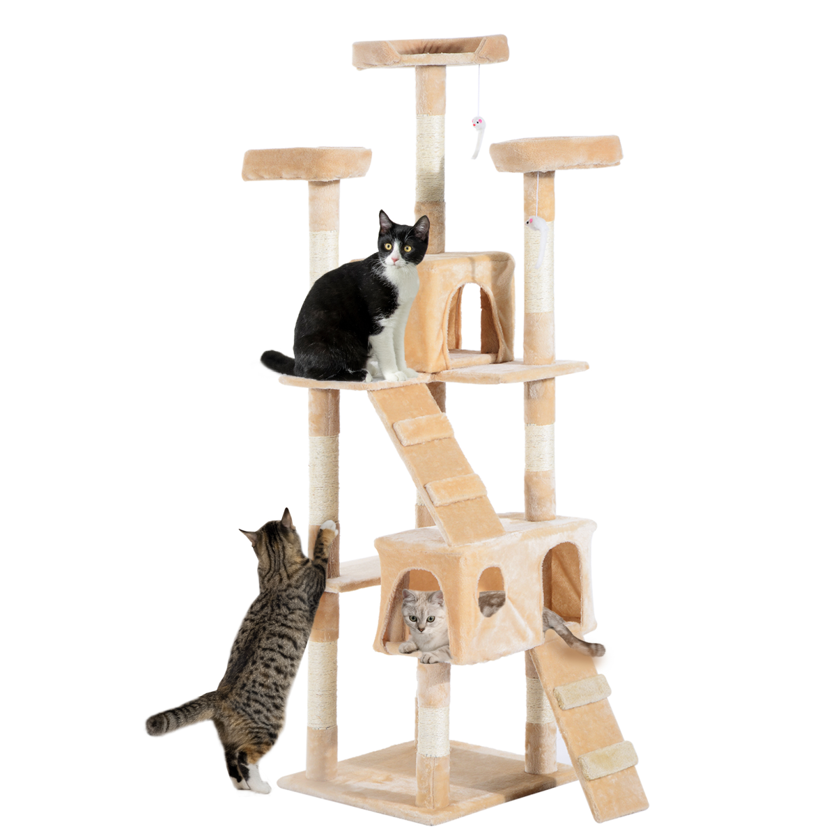Cat Tree Cat Tower Cat Condo with Scratching Posts & Ladder for Cats Kittens - Image 3