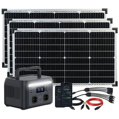 (0% MwSt) Tragbare Powerstation & Solargenerator 512 Wh, USV, App, 3x 60-W-Panel