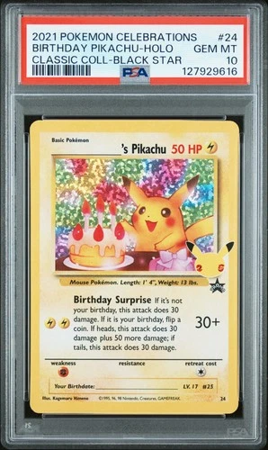 2021 POKEMON CELEBRATIONS CLASSIC COLLECTION #24 BIRTHDAY PIKACHU-HOLO PSA 10