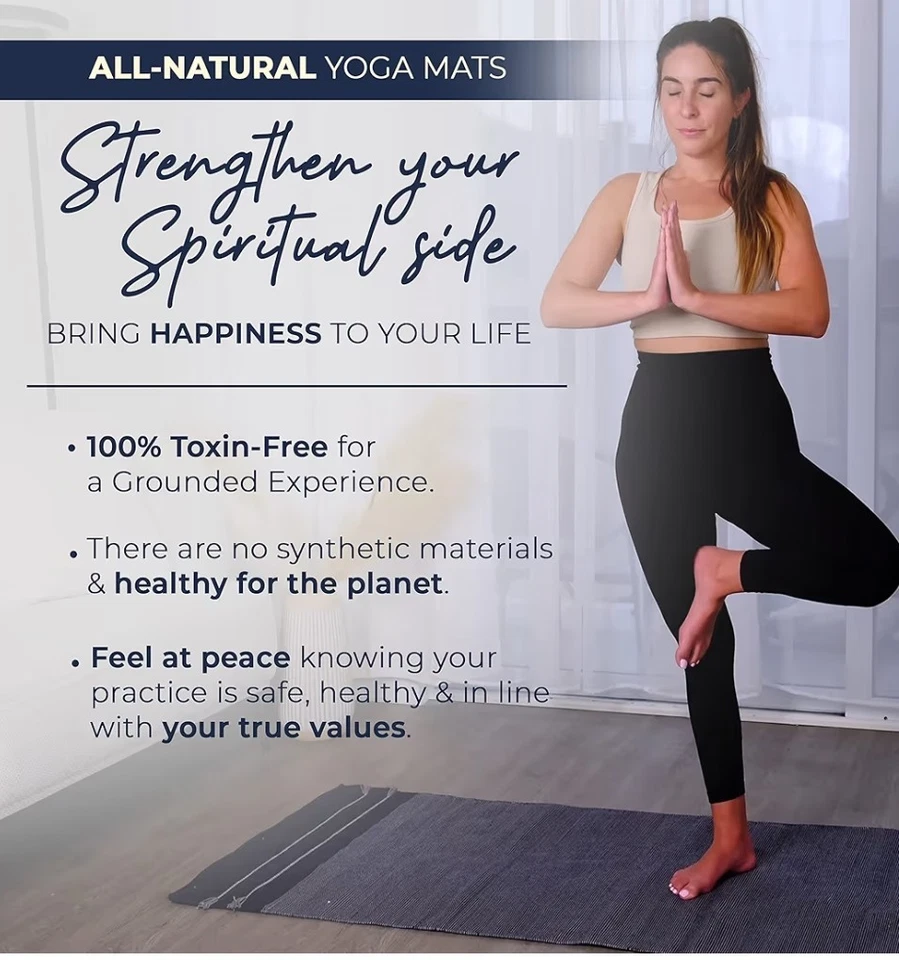 Estera de yoga orgánica hecha a mano Y O Gayo hecha con esterilla de yoga 100 % algodón orgánico -... Foto 2 de 4