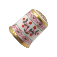 Vintage Royal Crown Derby Fine Bone China Thimble In Brittany Design, Size L