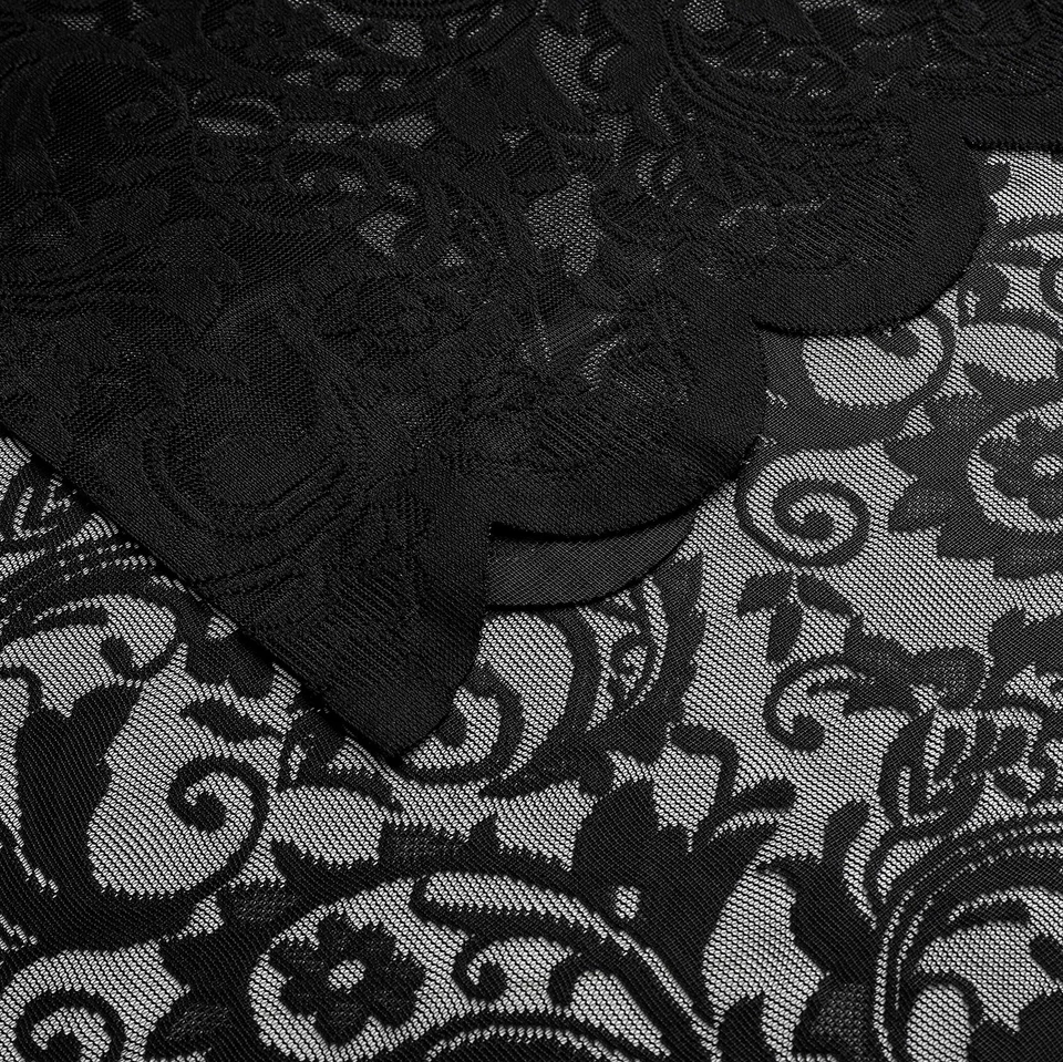 Cortinas de encaje negro transparente 84 pulgadas vintage florales transparentes góticos paneles de cortina para Foto 4 de 4