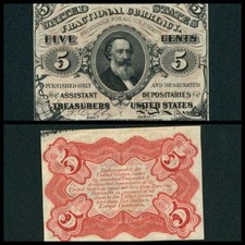 5¢ (VF+/XF) First Issue Fractional Currency ** PAPER CURRENCY ((RED BACK))