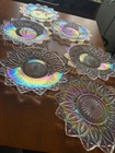 Vintage Carnival Federal Glass Petal Iridescent Platter Dish - 9.5" lot of 6